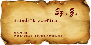 Szivák Zamfira névjegykártya